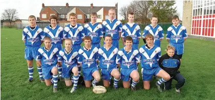  ?? ?? TEEN TEAM: Team picture of East Hull under-16 rugby league team taken at their match against Skirlaugh Bulls under-16, played on November 14, 2004. Pictured (rear, from left) are Danny Starke, Danny Waddy, Josh Cressey, Gregory Blanchard, Dominic Dean, Liam Cunningham, Scott Furley, Calvin Foster (front, from left) Lee Collins, Kevin Brunneye, Danny Steward, Josh Hodgson, Scott Spaven, Joe Tye and Richard Gregory.