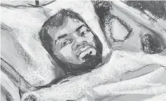  ??  ?? File photo shows Akayed Ullah in a courtroom sketch appearing by video for a hearing from his bed in Bellevue Hospital in New York. — Reuters photo