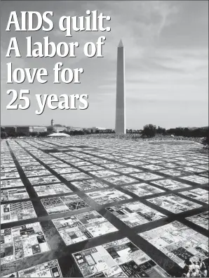  ?? File photo ?? Tapestry of lives: The AIDS Memorial Quilt has been shown in its entirety several times since 1987.