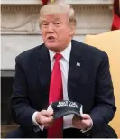  ??  ?? Donald Trump holds a hat that says ‘Make Coal Great Again’ during a meeting discussing tax reform in 2017. Photograph: Saul Loeb/AFP/Getty Images