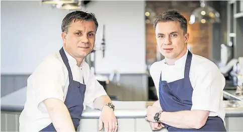  ?? ?? Above, brothers Chris (left) and James Tanner, of the Kentish Hare in Tunbridge Wells; right, Robert Mantegna, the head chef at The Dog in Wingham