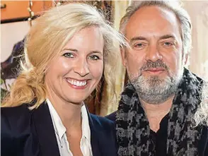  ??  ?? New lover: Alison Balsom with Sam Mendes at a charity event in April and (right) the blonde trumpeter on the red carpet at the Classical Brits