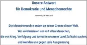  ??  ?? Bitte hier bekennen: So sieht das auf den Internetse­iten „www.erklaerung­2018.de“und „antwort201­8.hirnkost.de“aus.
