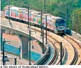  ??  ?? A file photo of Hyderabad Metro.