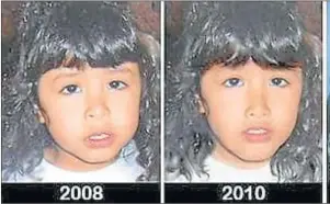  ??  ?? CARAS. Las fotos de la evolución de Sofía fueron realizadas por un perito dibujante que tuvo en cuenta imágenes de padres, hermana y abuelos.