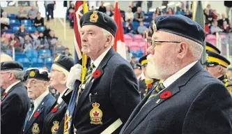  ?? ALISON LANGLEY THE NIAGARA FALLS REVIEW ?? Hundreds of people attend Niagara Falls’ Remembranc­e Day Service at Gale Centre.