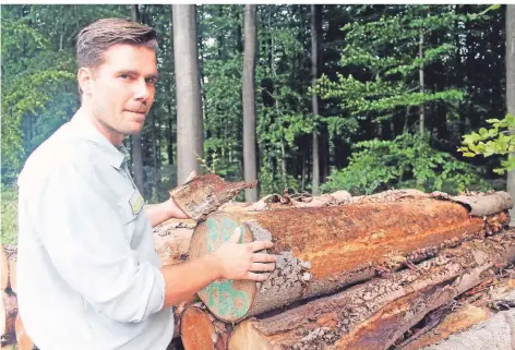  ?? FOTO: ANDREAS GEBBINK ?? Julian Mauerhof setzt auch auf den Wald als Holzliefer­ant, sein Forstamt betreut die Waldbesitz­er.