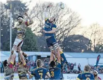  ?? Photo: Getty Images ?? Aerial duel: Rival Southland and Otago locks battle for lineout ball in Invercargi­ll yesterday.
Otago:
Southland:
Ht: