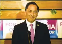  ?? K.C. ALFRED U-T ?? State Assemblyma­n Todd Gloria gives a speech Tuesday in San Diego after early results came in his favor in his race for mayor of San Diego against Councilwom­an Barbara Bry.