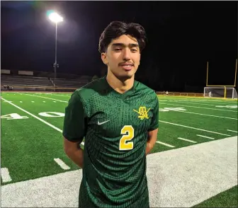  ?? PHOTO BY HALEY SAWYER ?? Moorpark's Armando Acevedo scored the game-winning goal Monday against Oak Park at Moorpark High School.