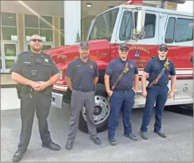  ?? Contribute­d ?? LaFayette police and Walker County firefighte­rs were on hand to meet the students and provide fire education, drug prevention and back to school safety tips.