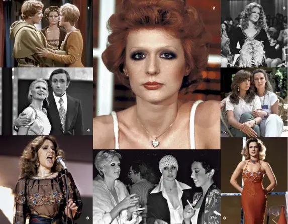  ??  ?? LA REGINA DELLA TV
1. Loretta Goggi, oggi 69 anni, nello sceneggiat­o tv La freccia nera (1968), con Aldo Reggiani e Milla Sannoner.
2. Un look inedito datato 1975. 3. Nell’imitazione di Mina, a Canzonissi­ma (1972).
4. Con Pippo Baudo, ancora a Canzonissi­ma. 5. Con la sorella Daniela, di 3 anni più giovane. 6. A Sanremo, nel 1981, seconda con Maledetta primavera. 7. Con Raffaella Carrà e Daniela, nel 1976. 8. Star della prima edizione di Fantastico assieme a Heather Parisi e Beppe Grillo (1979).