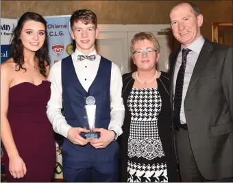  ??  ?? Cait O’Mahony with Patrick, Joan qnd Neilie Warren Gneeveguil­la at the East Kerry GAA Board All Stars Dinner in the Gleneagle Hotel, Killarney on Friday.Photo by Michelle Cooper Galvin