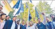  ?? AP ?? Activists protest the bullet injuries sustained by protestors during a protest against the Citizenshi­p Bill in Guwahati on Saturday.