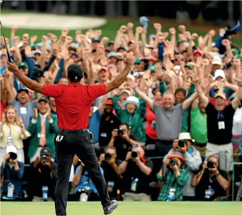  ?? AP ?? Like most of the rest of the world, the Masters crowd has forgiven Tiger Woods.