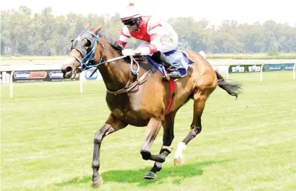  ?? PHOTO: JC Photograph­ics. ?? EXCELLENT WIN: Redberry Lane, pictured beating Royal Utopia at the Vaal in February, only just failed against Nother Russia last time and can frank that form.