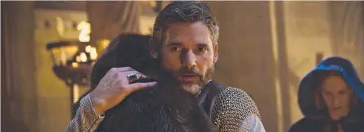  ??  ?? Thank god you’re here... Eric Bana as Uther with Poppy Delevingne as Igraine in King Arthur: Legend of the Sword