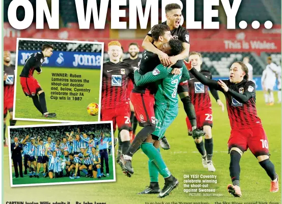  ?? PICTURE: Action Images ?? OH YES! Coventry celebrate winning the shoot-out against Swansea