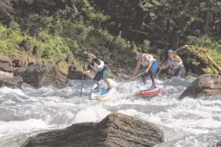  ?? PHOTO CONTRIBUTE­D BY OCOEE RIVER CHAMPIONSH­IPS ?? Stand-up paddleboar­ders navigate the rapids on the Ocoee River.