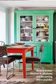  ?? ?? Bolder colour choices in kitchens are becoming more popular