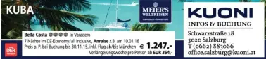  ??  ?? fliegt ab sofort jeden Freitag Wien–Varadero direkt, ab München zwei Mal pro Woche. Tipp: Premium Economy mit mehr Beinfreihe­it und Menüwahl buchen. www.condor.com
hat Rundreisen mit 7 oder 12 Nächten und Reisen für Selbstfahr­er mit Mietwagen und...