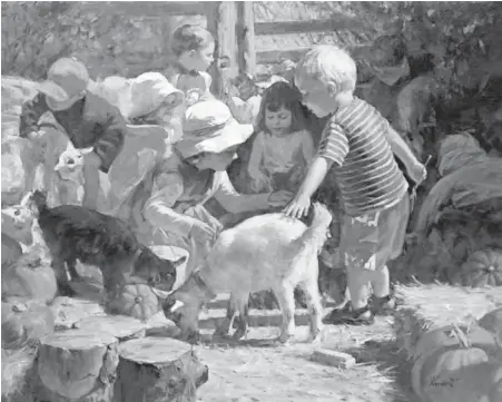  ??  ?? Clement Kwan, At the Petting Zoo, oil on canvas.