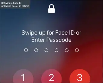  ??  ?? Retrying a Face ID unlock is easier in iOS 12