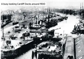  ??  ?? A busy looking Cardiff Docks around 1900