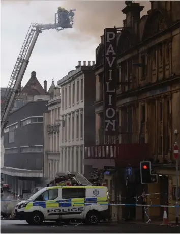  ?? Pictures: Colin Mearns and Kirsty Anderson ?? The view past the Pavilion and down Renfield Street as roads were closed off to let fire crews do their work