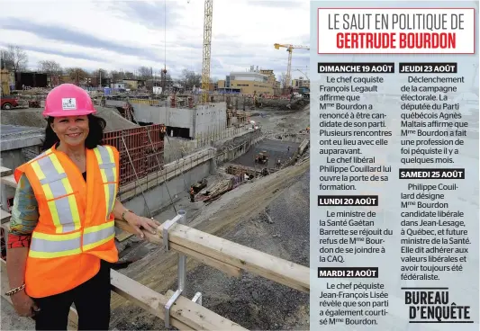  ?? PHOTO D’ARCHIVES, STEVENS LEBLANC ?? Le Conseil du trésor a constaté que le CHU de Québec, alors qu’il était dirigé par Gertrude Bourdon, a fractionné des contrats pour en faciliter l’octroi à une entreprise. Mme Bourdon est photograph­iée ici devant le chantier du CHU en mai dernier.