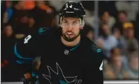  ?? Bay Area News Group/tns ?? San Jose Sharks’ Brenden Dillon waits for a face-off against the Columbus Blue Jackets in the first period at the SAP Center in San Jose Jan. 9.