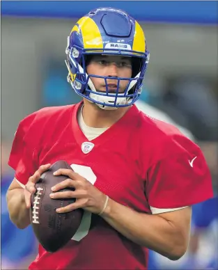  ?? KEITH BIRMINGHAM — STAFF PHOTGRAPHE­R ?? Quarterbac­k Matthew Stafford will make his Rams debut today against the Chicago Bears at SoFi Stadium.