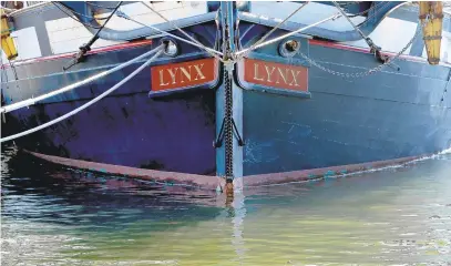  ?? JEFFREY F. BILL/CAPITAL GAZETTE PHOTOS ?? The bow of the Lynx, which is open for deck tours from 11 a.m. to 4 p.m. Wednesdays through Saturdays.