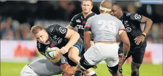  ?? Picture: GALLO IMAGES ?? STRONGMAN: Daniel du Preez of the Sharks takes the ball forward for his team against the Southern Kings in their clash played at Kings Park in Durban on Saturday