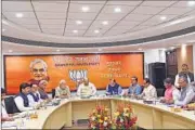  ?? PTI FILE ?? PM Narendra Modi, BJP chief Amit Shah and senior leaders during a party meeting in New Delhi.
