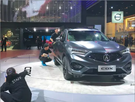  ?? LI FUSHENG / CHINA DAILY ?? SUVs are a highlight of this year’s Shanghai auto show, which was the largest of its kind in China.