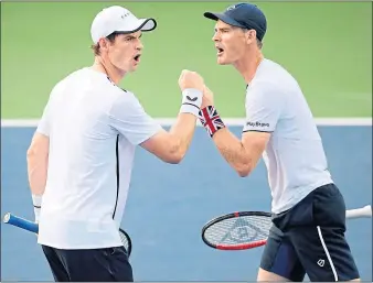  ??  ?? Andy and Jamie Murray will look forward to teaming up for Scotland in the Battle Of The Brits