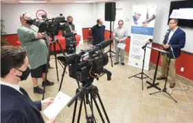  ?? STAFF PHOTOS BY MATT HAMILTON ?? Allen Clare with the Tennessee Valley Authority speaks during a news conference at the Urban League office on Tuesday.