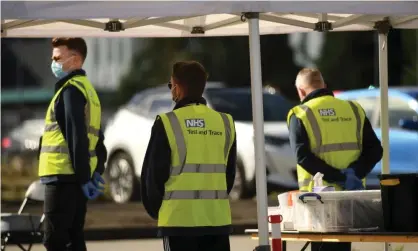  ?? Photograph: Oli Scarff/AFP/Getty Images ?? An NHS Covid-19 walk-in testing centre in Bolton. In July, one of the system’s senior civil servants admitted privately the system was only identifyin­g 37% of the people ‘we really should be finding’.