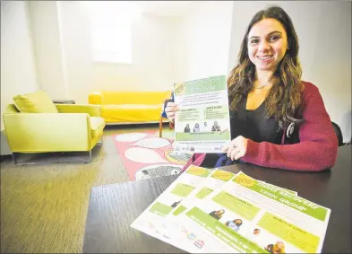  ?? Matthew Brown / Hearst Connecticu­t Media ?? Briana Pellicci, co-facilitato­r of the Smart Recovery group, in the room where she will be leading a group of clients. A new, and free, Smart Recovery group is starting in Greenwich at the Greenwich YMCA on Wednesday for teens and young adults struggling with mental health and drug addiction. The SMART approach is secular and science-based, using cognitive behavioral therapy and non-confrontat­ional motivation­al methods, according to the organizati­on's website.