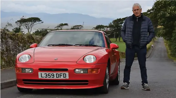  ??  ?? Roberto Giordanell­i and his Porsche 968 Sport. He’s a fan of front-engined cars, and doesn’t much rate the rear-engined antics of the 911