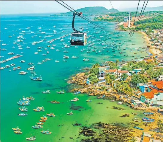  ?? Alamy Stock Photo ?? THE WORLD’S LONGEST nonstop three-rope cable car runs for nearly five miles high above Phu Quoc, Vietnam. That mark is an official Guinness World Record.