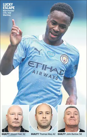  ??  ?? LUCKY ESCAPE Manchester City star Sterling
GUILTY
GUILTY