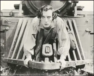  ?? COURTESY OF JAMES CURTIS AND ALFRED A. KNOPF ?? Buster Keaton appears in “The General,” widely considered one of all-time great silent films. He also co-directed the 1926 movie.