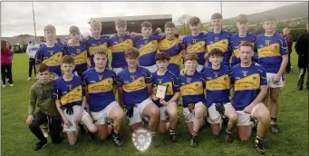  ??  ?? Carnew Emmets, who defeated Michael Dwyers in the under-15 ‘C’ championsh­ip final in Tinahely.