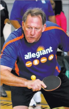  ??  ?? Pilot Scott Lehman played table tennis on the 2015 Allegiant Air team. Allegiant Air