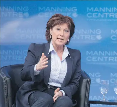  ??  CHRIS ROUSSAKIS/FOR NATIONAL POST ?? B.C. Premier Christy Clark was her usual jolly, incoherent self at the 2015 Manning Networking Conference on Friday in Ottawa, extolling both the virtues of free enterprise and her province’s designs for a planned economy.