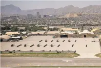  ?? KIANA HAYERI/NEW YORK TIMES FILE PHOTO ?? The military side of Hamid Karzai Internatio­nal Airport in Kabul is seen in June. The American Embassy urged Americans on Thursday to ‘leave Afghanista­n immediatel­y using available commercial flight options.’