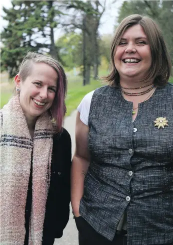  ?? MATT OLSON ?? Kendra Harder, left, and Michelle Telford from Saskatoon are the recipients of a new award to encourage female opera creators in Canada, and the only pair selected from Western Canada.