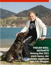  ??  ?? TREUER WEGGEFÄHRT­E Anfang Mai 2021 starb Aaron, der geliebte Jagdhund von Fritz Wepper